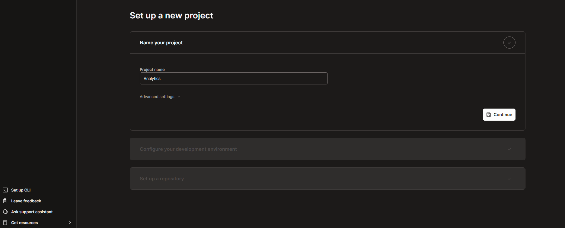 dbt Cloud - Project name dialog