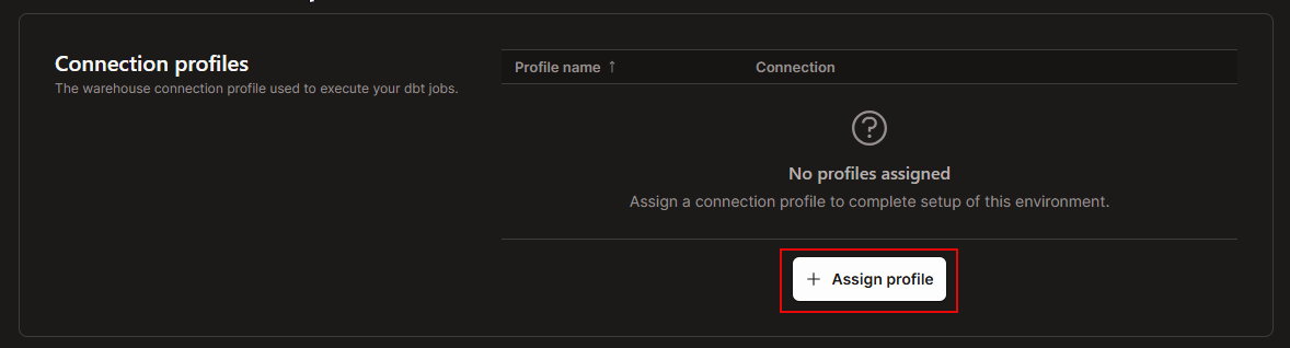 dbt Cloud - Assign profile