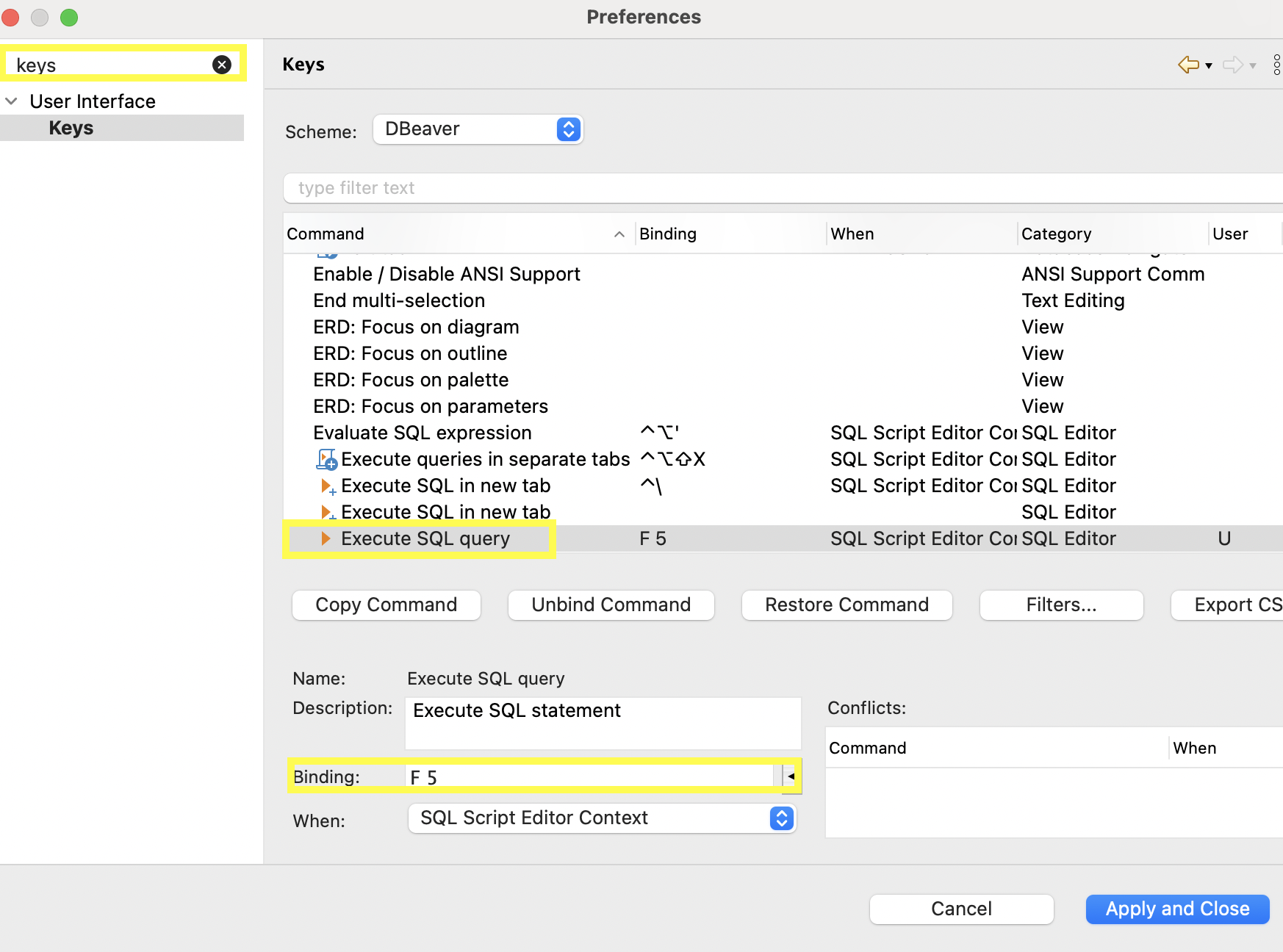 Change Shortcut Keys