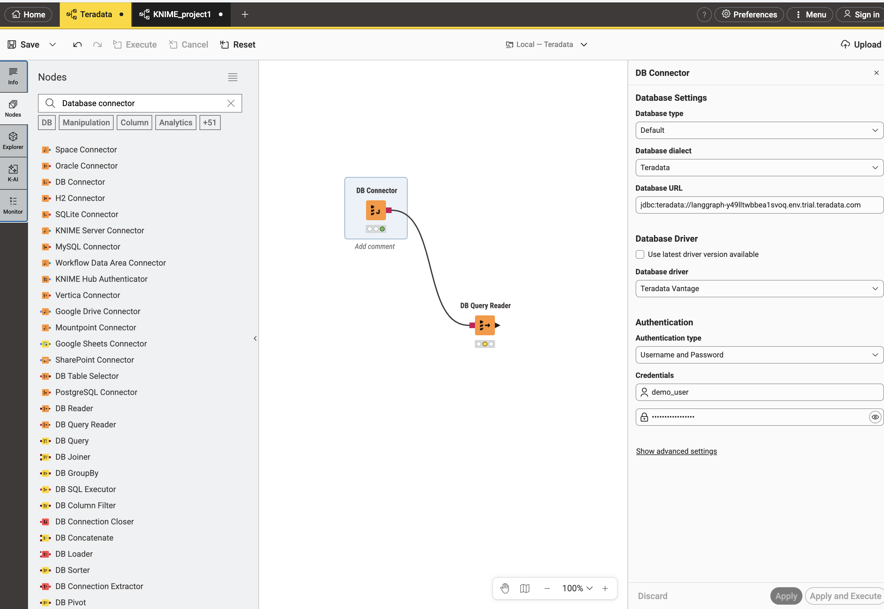 Add DB Connector node