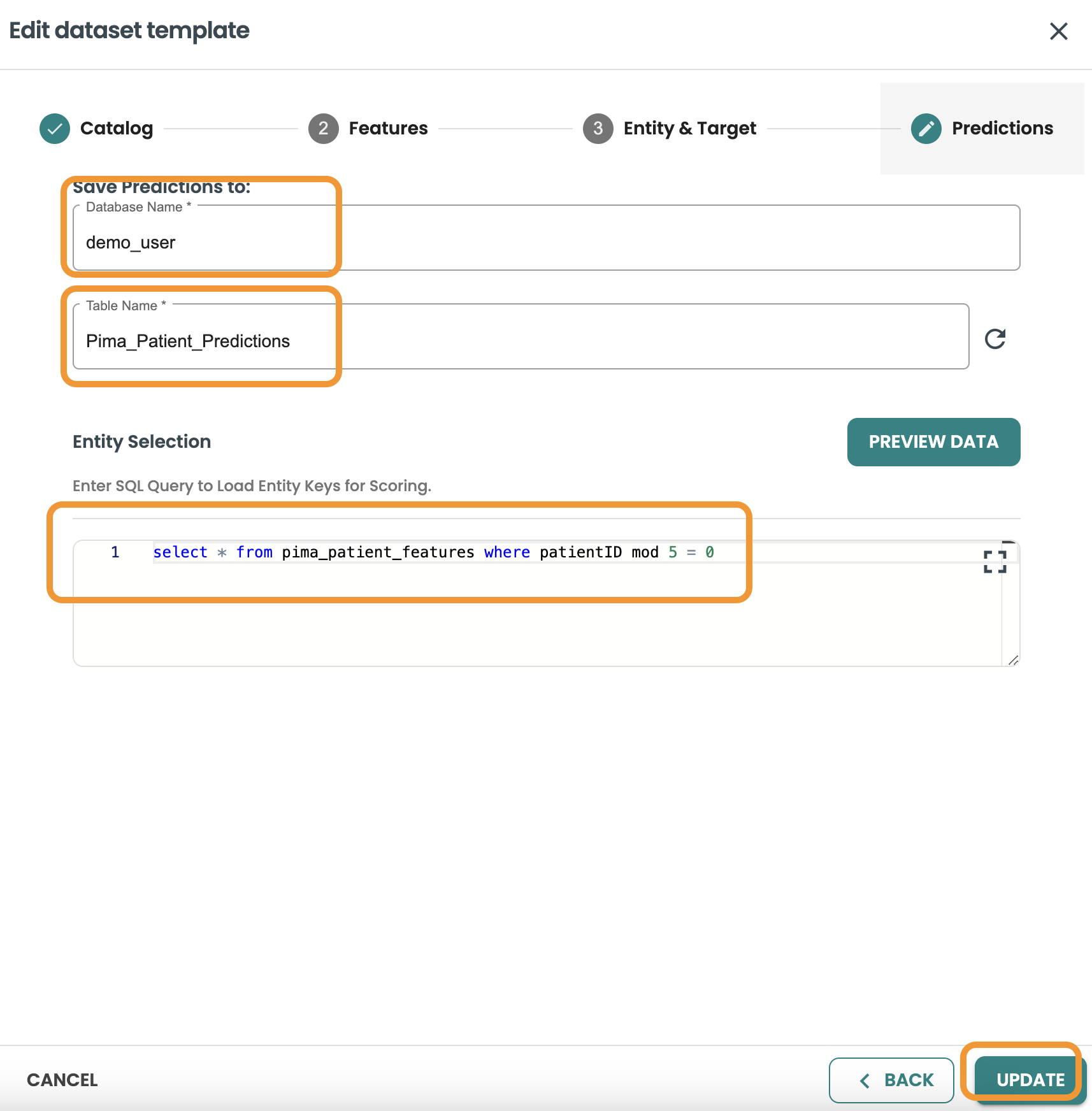 ModelOps dataset features