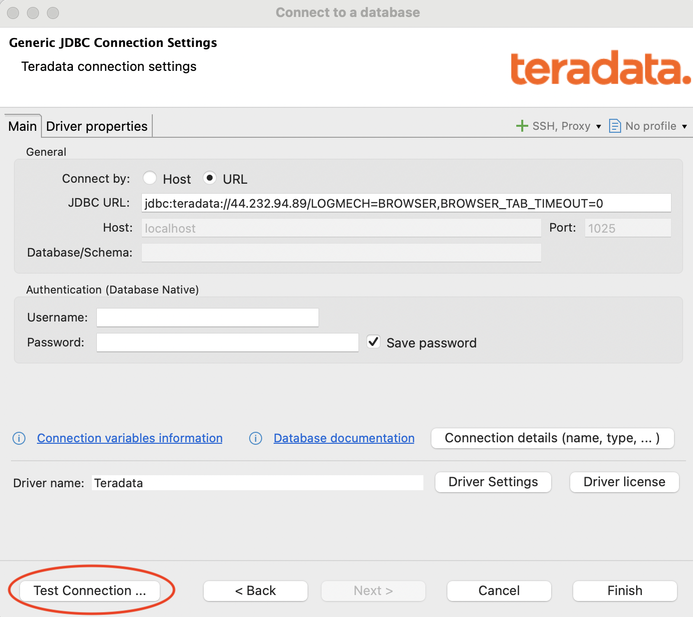 JDBC Connection Settings