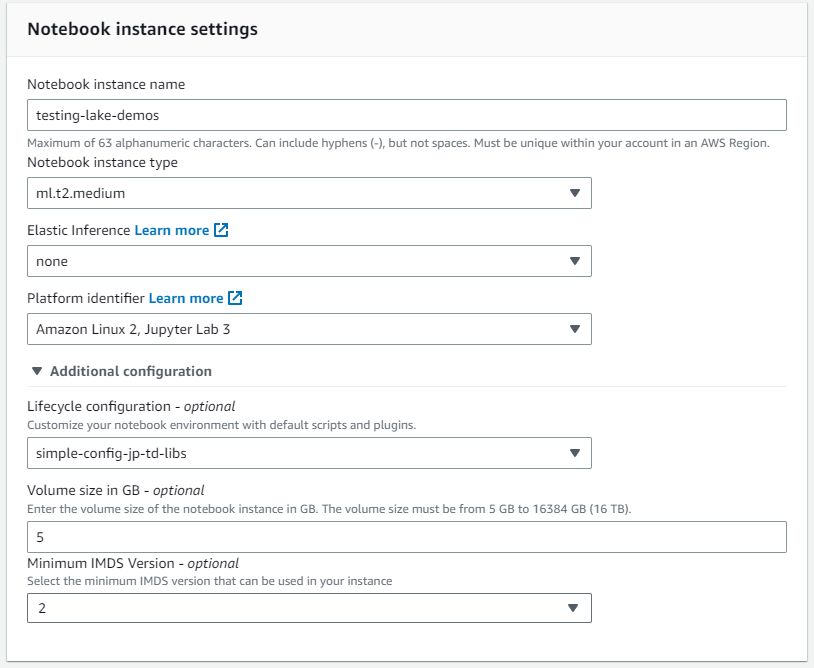 Create notebook instance