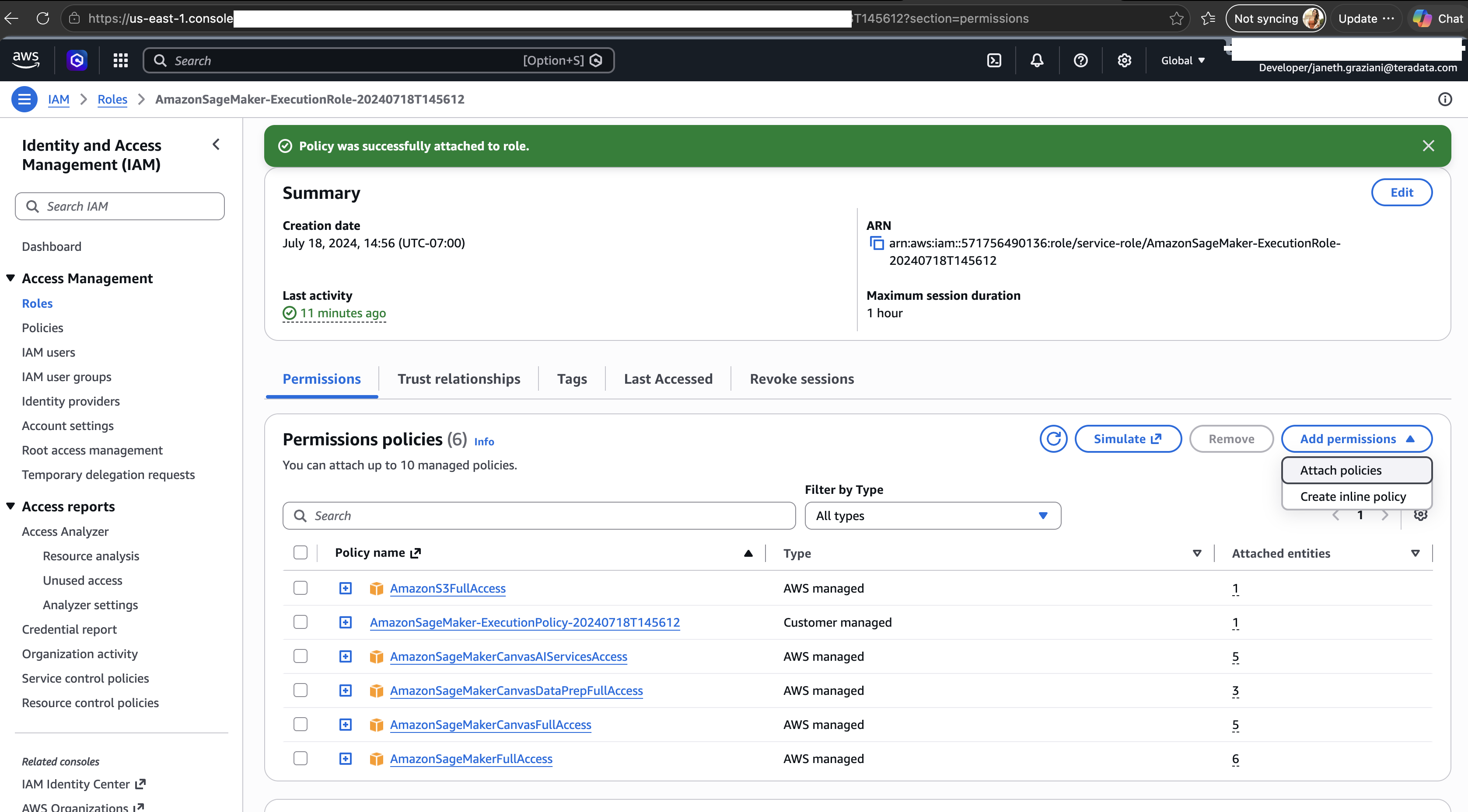 Attach AmazonS3FullAccess to Execution Role