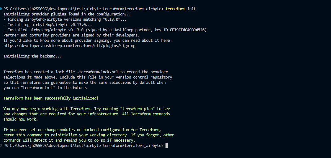 Initialize Terraform with Terraform init command
