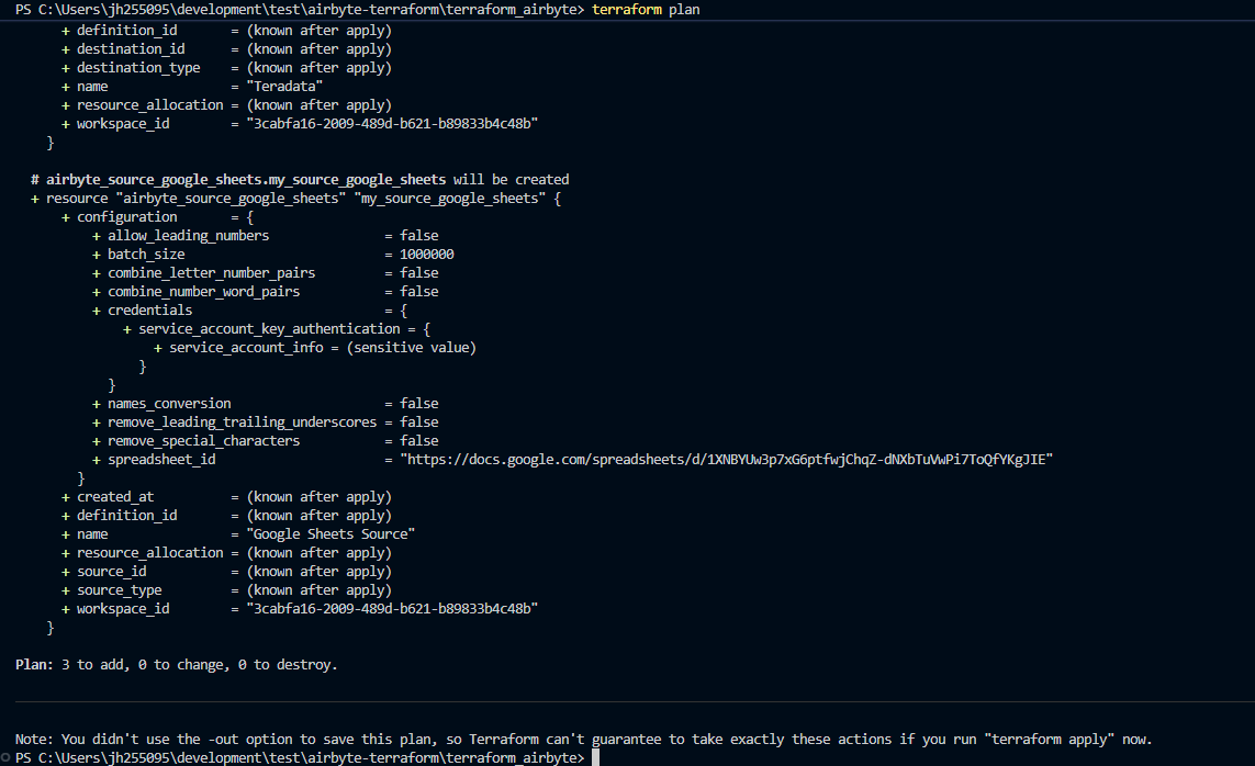View Terraform execution plan with terraform plan command