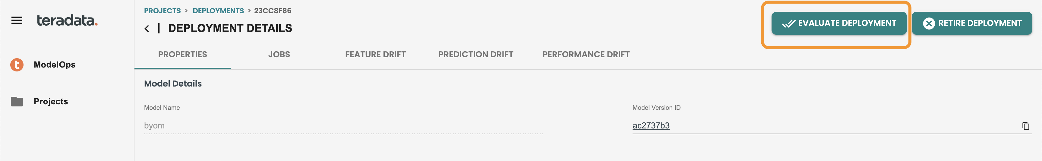 ModelOps evaluation detail