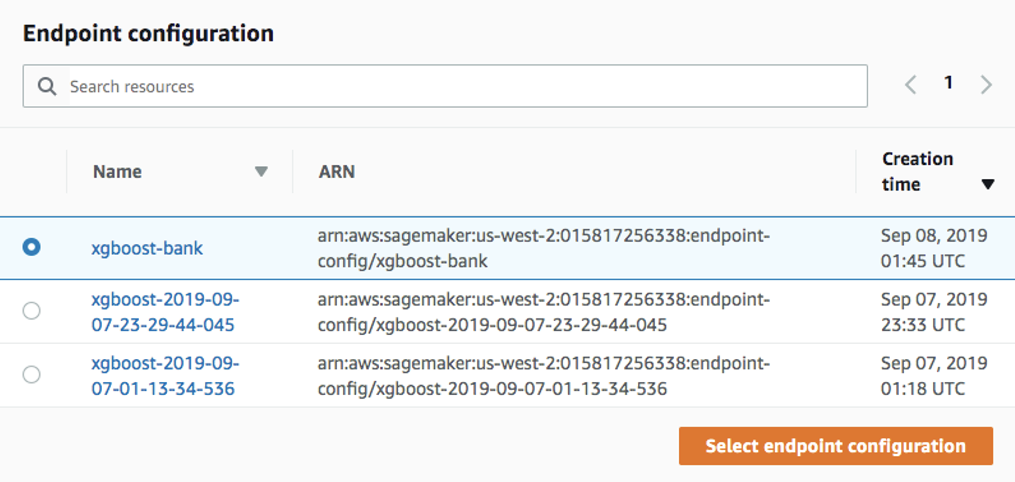 Select endpoint configuration