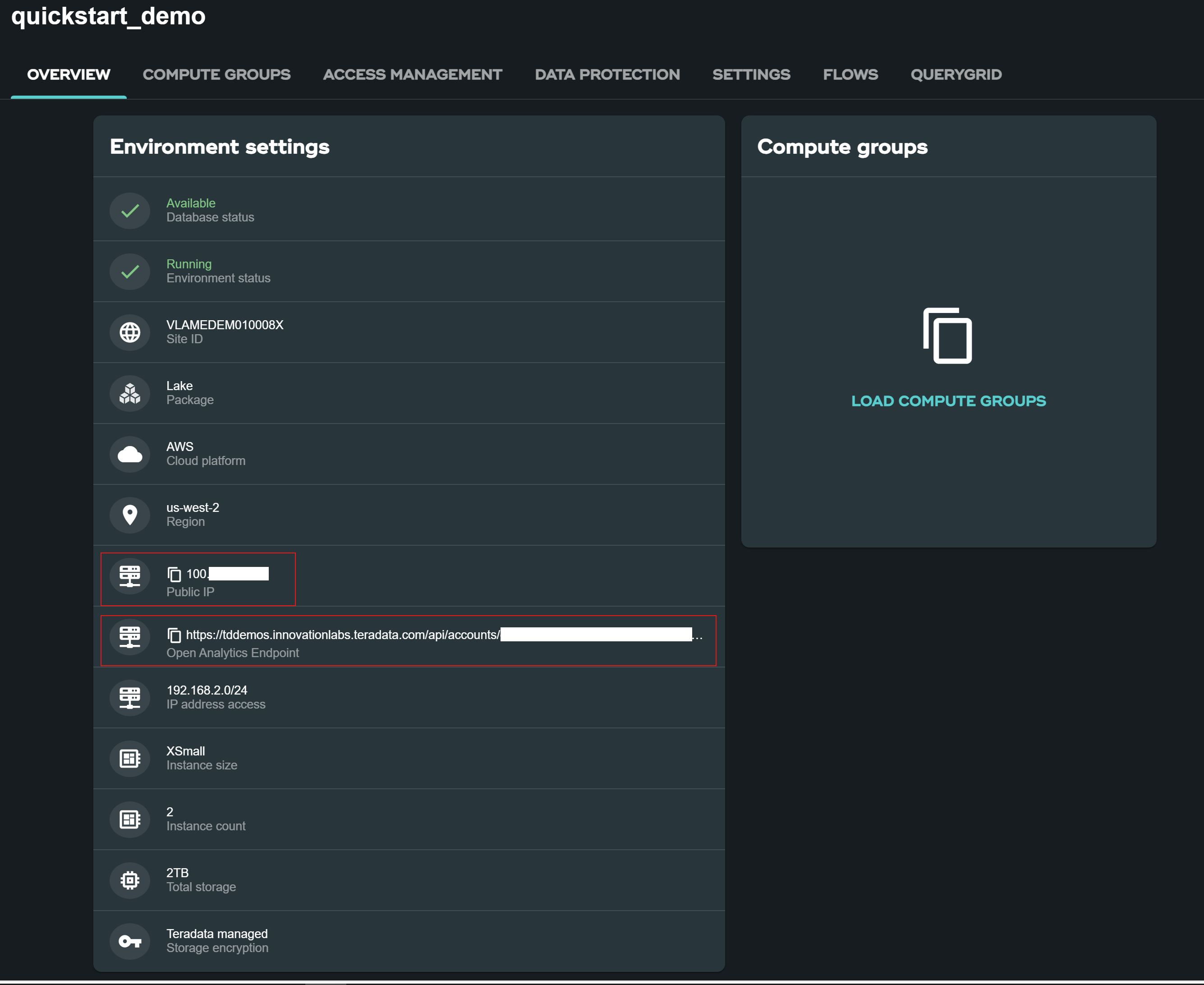 Environment Overview page