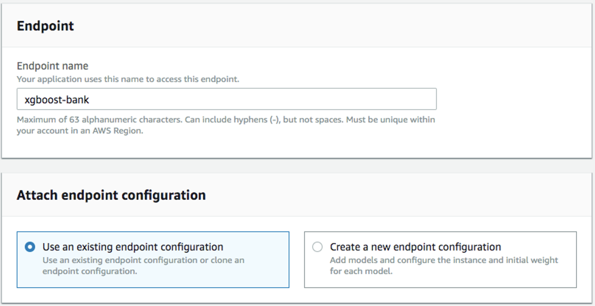 Attach endpoint configuration