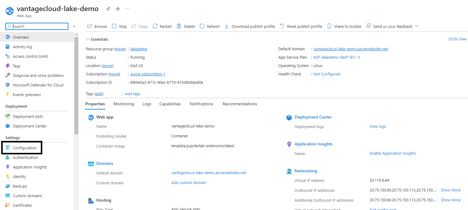 Create Azure web app Complete