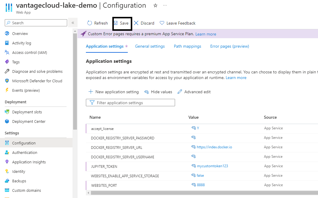 Config Azure web app