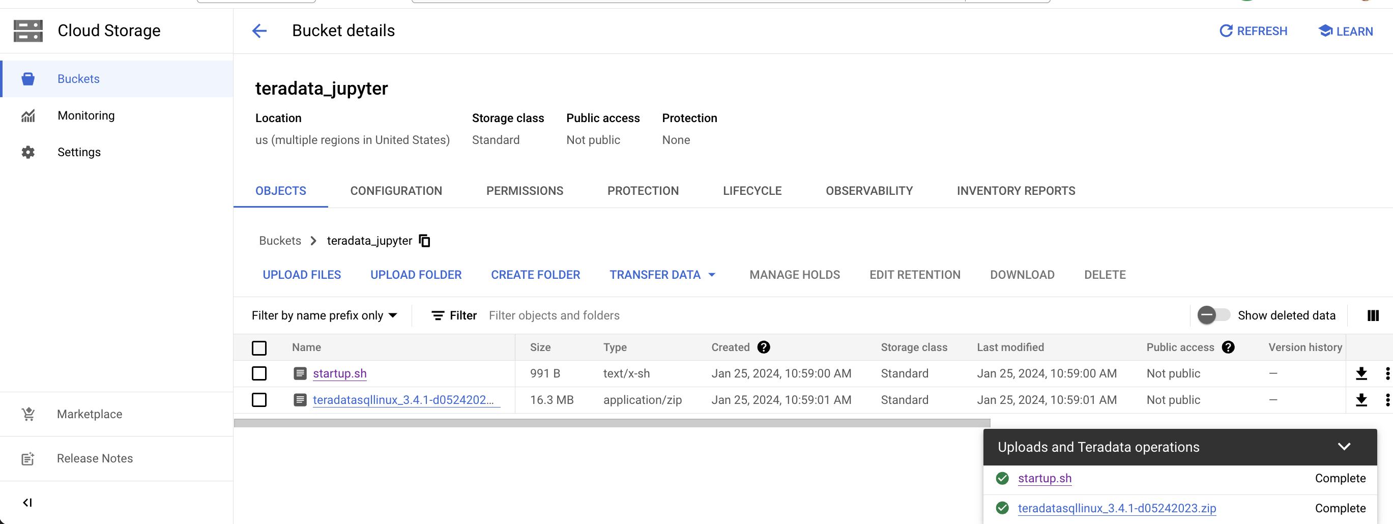 files uploaded to bucket