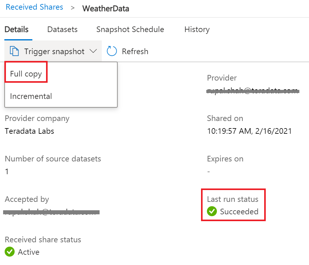 Trigger full or incremental snapshot