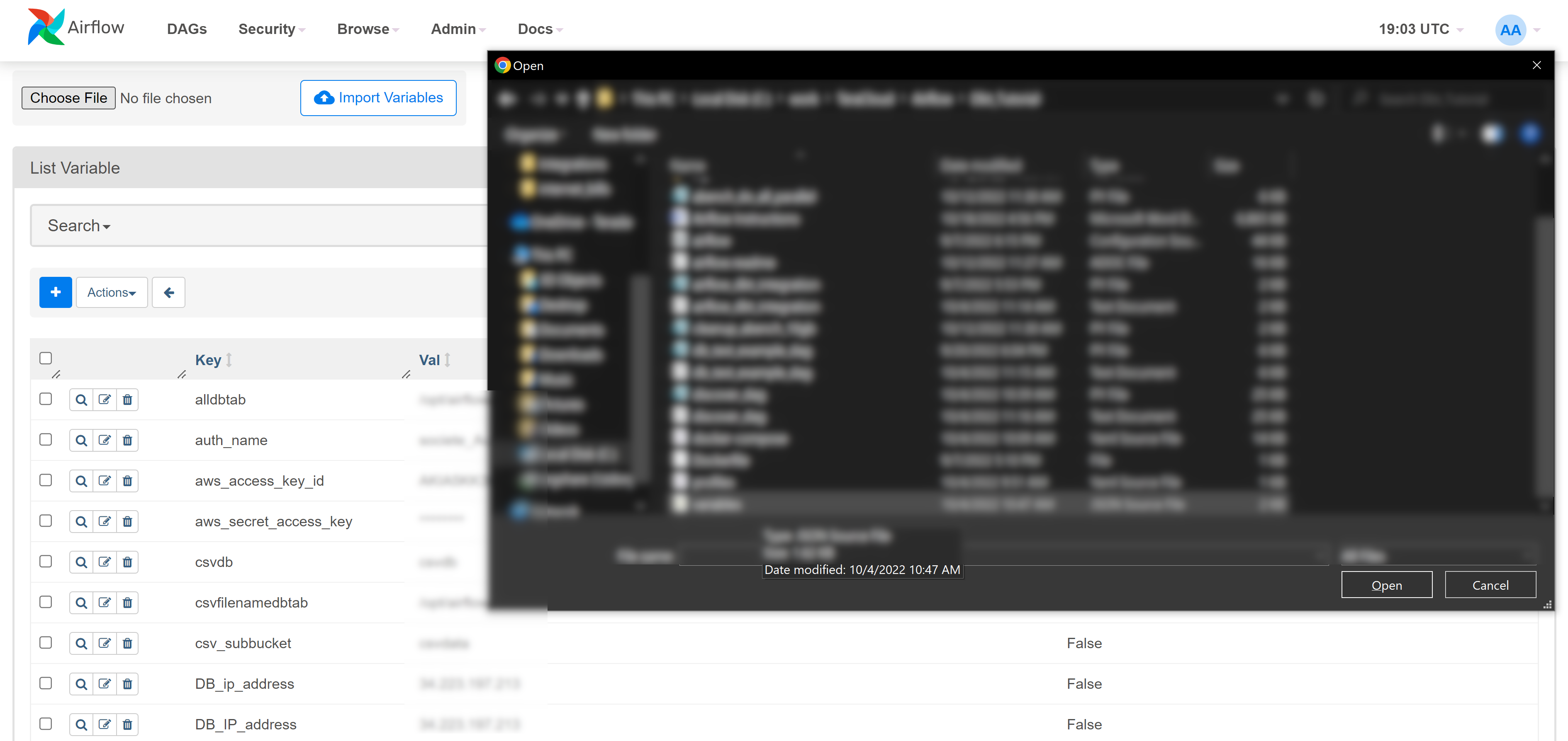 Airflow admin dropdown